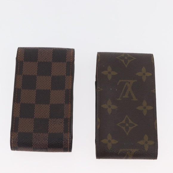 LOUIS VUITTON Monogram Damier Ebene Etui Sigarettenkoker 4 Set LV Auth BA13268
