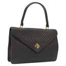 BALLY Quilted Hand Bag Leather Gray Gold Auth BA1327-1