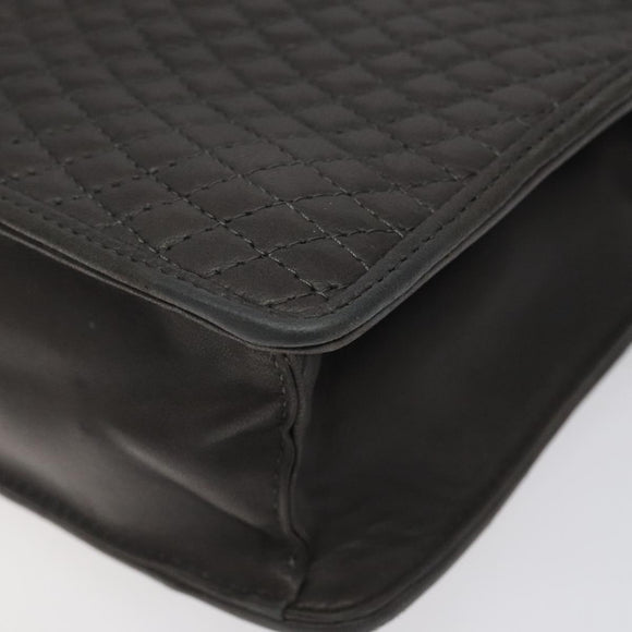 BALLY Quilted Hand Bag Leather Gray Gold Auth BA1327