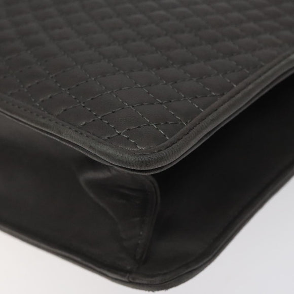 BALLY Quilted Hand Bag Leather Gray Gold Auth BA1327