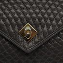 BALLY Quilted Hand Bag Leather Gray Gold Auth BA1327-9