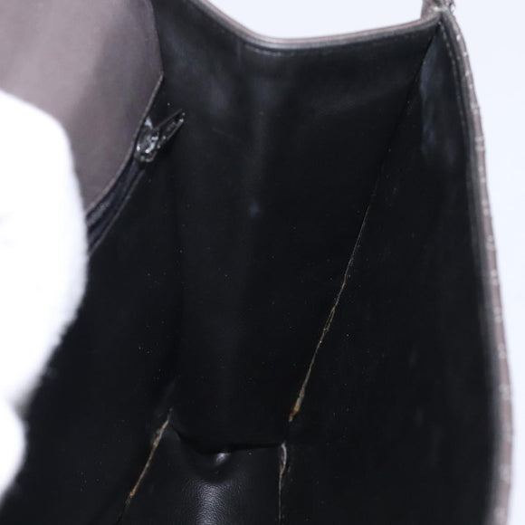 BALLY Quilted Hand Bag Leather Gray Gold Auth BA1327