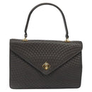 BALLY Quilted Hand Bag Leather Gray Gold Auth BA1327-13