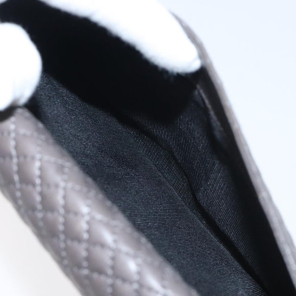 BALLY Quilted Hand Bag Leather Gray Gold Auth BA1327