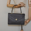 BALLY Quilted Hand Bag Leather Gray Gold Auth BA1327-22