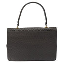 BALLY Quilted Hand Bag Leather Gray Gold Auth BA1327-2