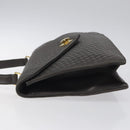 BALLY Quilted Hand Bag Leather Gray Gold Auth BA1327-4