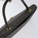 BALLY Quilted Hand Bag Leather Gray Gold Auth BA1327-6