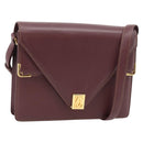 CARTIER Must Line Shoulder Bag Leather Bordeaux Gold Auth BA13274-1