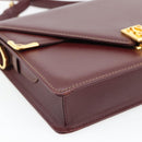 CARTIER Must Line Shoulder Bag Leather Bordeaux Gold Auth BA13274-11