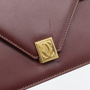CARTIER Must Line Shoulder Bag Leather Bordeaux Gold Auth BA13274-14