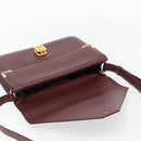 CARTIER Must Line Shoulder Bag Leather Bordeaux Gold Auth BA13274-15