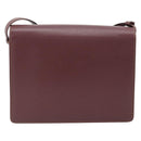 CARTIER Must Line Shoulder Bag Leather Bordeaux Gold Auth BA13274-3