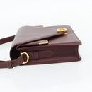 CARTIER Must Line Shoulder Bag Leather Bordeaux Gold Auth BA13274-4