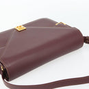 CARTIER Must Line Shoulder Bag Leather Bordeaux Gold Auth BA13274-6