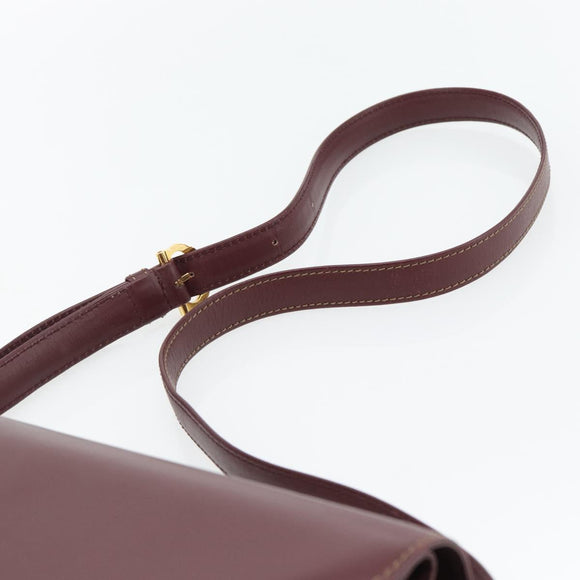 CARTIER Must Line Shoulder Bag Leather Bordeaux Gold Auth BA13274