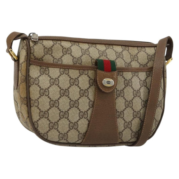 GUCCI GG Supreme Web Sherry Line Tasche PVC Beige Gold 56 02 032 Auth BA13275