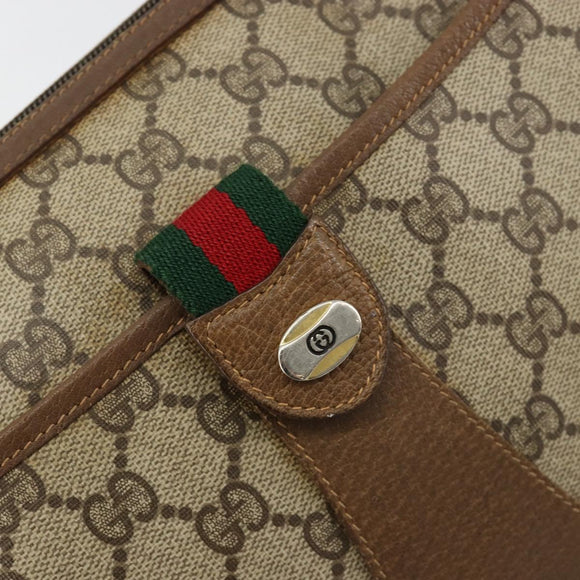 GUCCI GG Supreme Web Sherry Line Tasche PVC Beige Gold 56 02 032 Auth BA13275