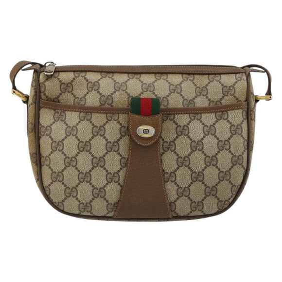 GUCCI GG Supreme Web Sherry Line Tasche PVC Beige Gold 56 02 032 Auth BA13275