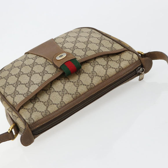 GUCCI GG Supreme Web Sherry Line Tasche PVC Beige Gold 56 02 032 Auth BA13275