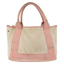 BALENCIAGA Navy Cabas S Tote Bag Canvas Leather Beige Silver 390346 Auth BA13276-2