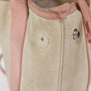 BALENCIAGA Navy Cabas S Tote Bag Canvas Leather Beige Silver 390346 Auth BA13276-5