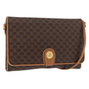 CELINE Macadam Canvas Shoulder Bag PVC Leather Brown Gold Auth BA13279-1