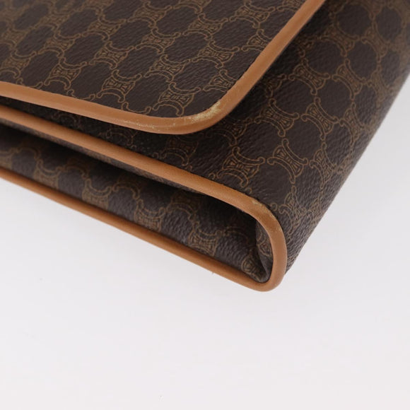 CELINE Macadam Canvas Shoulder Bag PVC Leather Brown Gold Auth BA13279