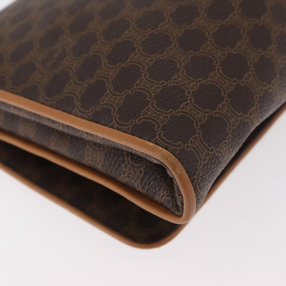 CELINE Macadam Canvas Shoulder Bag PVC Leather Brown Gold Auth BA13279