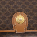 CELINE Macadam Canvas Shoulder Bag PVC Leather Brown Gold Auth BA13279-14