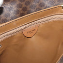 CELINE Macadam Canvas Shoulder Bag PVC Leather Brown Gold Auth BA13279-16