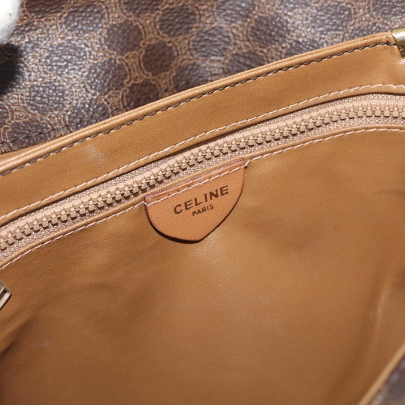 CELINE Macadam Canvas Shoulder Bag PVC Leather Brown Gold Auth BA13279