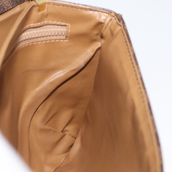 CELINE Macadam Canvas Shoulder Bag PVC Leather Brown Gold Auth BA13279