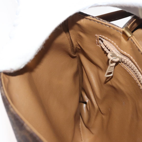 CELINE Macadam Canvas Shoulder Bag PVC Leather Brown Gold Auth BA13279
