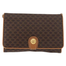 CELINE Macadam Canvas Shoulder Bag PVC Leather Brown Gold Auth BA13279-2
