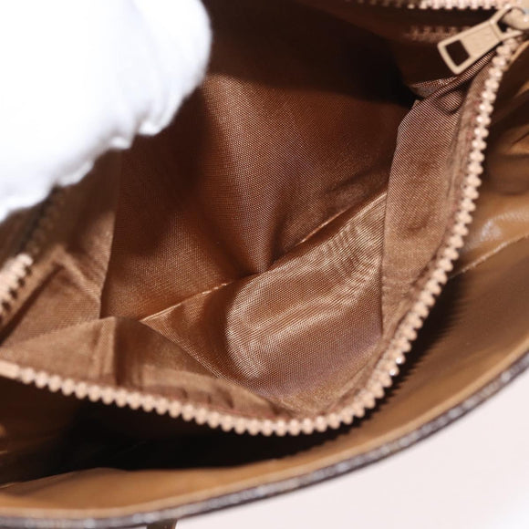 CELINE Macadam Canvas Shoulder Bag PVC Leather Brown Gold Auth BA13279