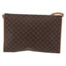 CELINE Macadam Canvas Shoulder Bag PVC Leather Brown Gold Auth BA13279-3