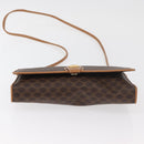 CELINE Macadam Canvas Shoulder Bag PVC Leather Brown Gold Auth BA13279-9