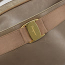 Salvatore Ferragamo Vala Shoulder Bag Leather Beige Gold Auth BA13281-15