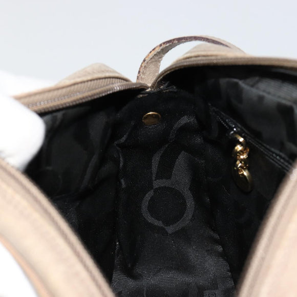 Salvatore Ferragamo Vala Shoulder Bag Leather Beige Gold Auth BA13281