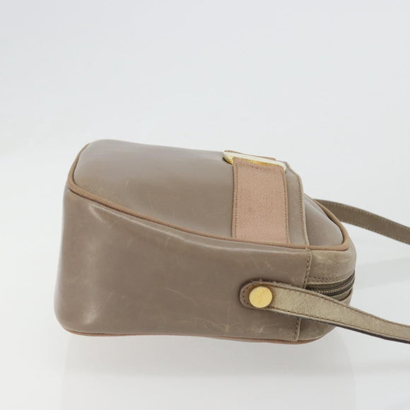 Salvatore Ferragamo Vala Shoulder Bag Leather Beige Gold Auth BA13281