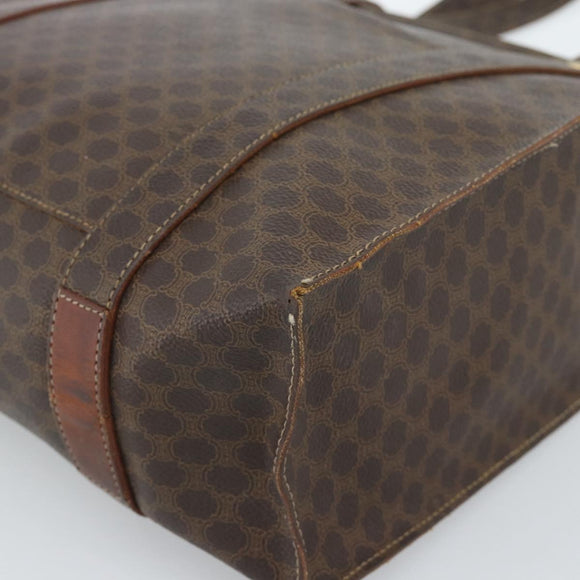 CELINE Macadam Canvas Tote Bag PVC Leather Brown Gold Auth BA13283
