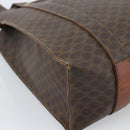 CELINE Macadam Canvas Tote Bag PVC Leather Brown Gold Auth BA13283-14