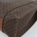 CELINE Macadam Canvas Tote Bag PVC Leather Brown Gold Auth BA13283-15