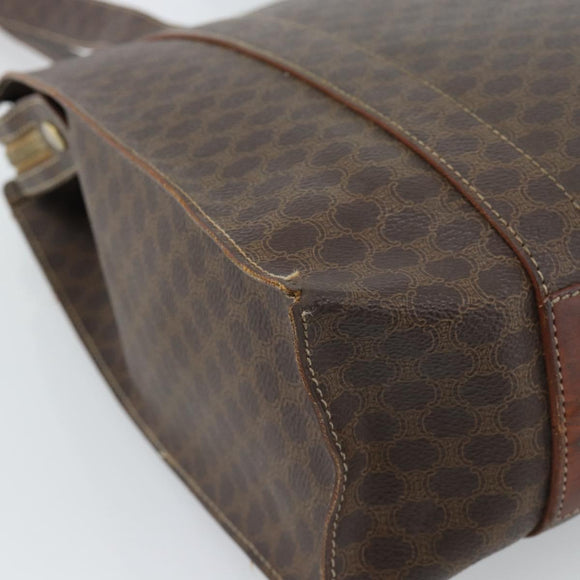 CELINE Macadam Canvas Tote Bag PVC Leather Brown Gold Auth BA13283