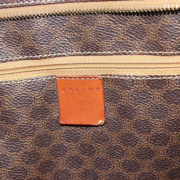 CELINE Macadam Canvas Tote Bag PVC Leather Brown Gold Auth BA13283