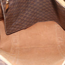CELINE Macadam Canvas Tote Bag PVC Leather Brown Gold Auth BA13283-11