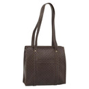 CELINE Macadam Canvas Tote Bag PVC Leather Brown Gold Auth BA13283-1