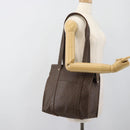 CELINE Macadam Canvas Tote Bag PVC Leather Brown Gold Auth BA13283-22