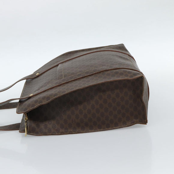 CELINE Macadam Canvas Tote Bag PVC Leather Brown Gold Auth BA13283